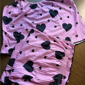 Pink Heart Print Women's Sleepwear Set